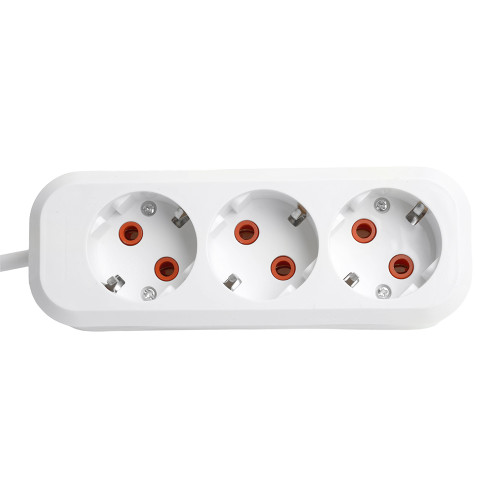 Удлинитель трехместный с/з  STEKKER HM06-31-02 3x1мм2, 2м, серия Home, белый
