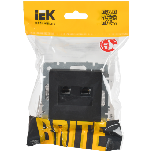 BRITE Розетка компьютерная двойная RJ45 кат.6 РК11-2-БрЧ черный IEK