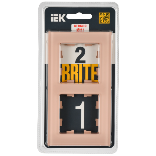 BRITE Рамка 2-местная РУ-2-2-БрП стекло персиковый матовый IEK