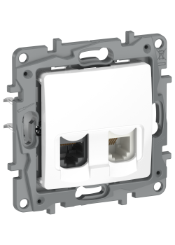 IEKETIKA Розетка двойная RJ11+RJ45 кат.5E UTP 6722521 белый IEK