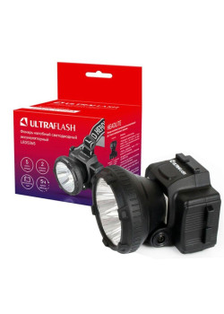 Фонарь аккумуляторный налобный LED5365 5LED 2 режима 220В пластик. черн. (бокс) Ultraflash 11648