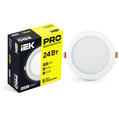 Светильник светодиодный ДВО 1821 PRO круг 24Вт 4000K IP54 белый IEK Светильник светодиодный ДВО 1821 PRO круг 24Вт 4000K IP54 белый IEK