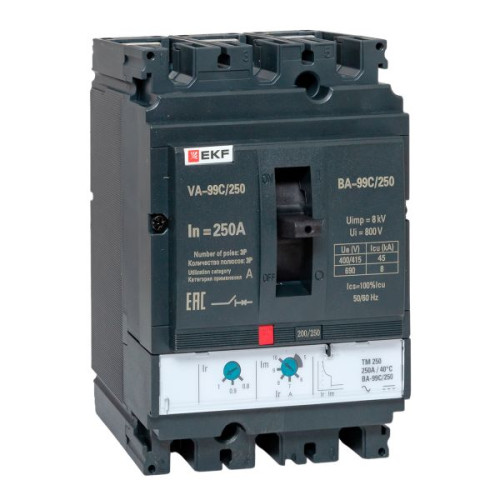 ВА-99C 250/250А 3P 45кА с термомагнитным расцепителем EKF