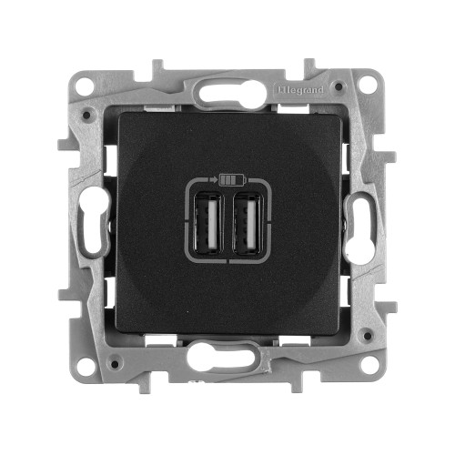 ETIKA Розетка USB A+A 15Вт антрацит