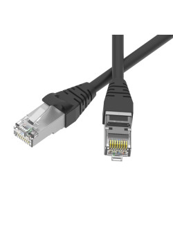 Патч-корд экранированный SLIM CAT6 S/FTP 4х2, 28 AWG, LSZH, чёрный, 1м