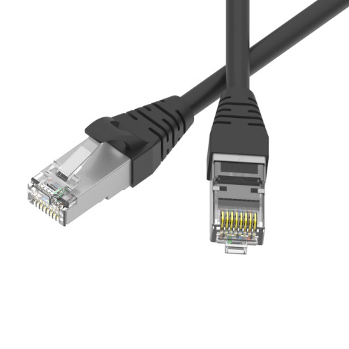 Патч-корд экранированный SLIM CAT6 S/FTP 4х2, 28 AWG, LSZH, чёрный, 0,5м