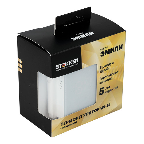 Терморегулятор Wi-Fi (механизм), STEKKER, 250В, 3500Вт, серия Эмили, RSW00-5119-01, белый фарфор, soft touch Терморегулятор Wi-Fi (механизм), STEKKER, 250В, 3500Вт, серия Эмили, RSW00-5119-01, белый фарфор, soft touch