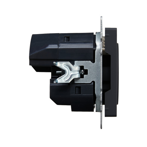 BRITE Розетка 1-местная с заземлением с защитными шторками 16А с USB A+C 18Вт РЮш11-1-БрГ графит IEK