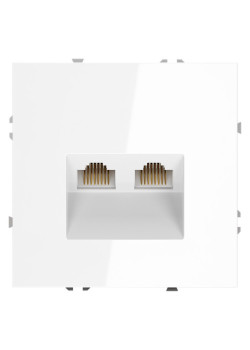 Розетка компьютерная 2-м СП S70 RJ45 + RJ45 кат.6 механизм бел. глянцевый Voltum VLS060201