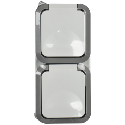 TORS Розетка 2-местная вертикальная 16А IP55 TS232 серо-белый IEK