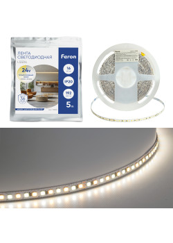 Лента светодиодная 192SMD(2835)/м 16Вт/м 24V 5000*8*1.44мм 3000К+6500K, IP20, LS504