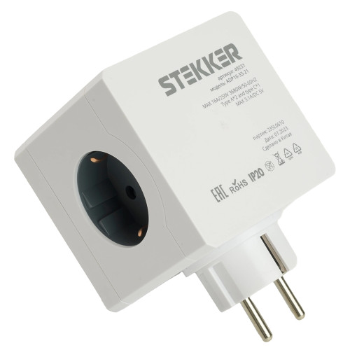 Разветвитель сетевой 3-местный с/з STEKKER ADP16-33-21, 250V, 16A, ABS пластик, белый Разветвитель сетевой 3-местный с/з STEKKER ADP16-33-21, 250V, 16A, ABS пластик, белый