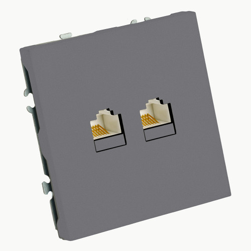 Розетка компьютерная 2-местная RJ-45 (механизм), STEKKER, серия Эмили, RST00-5111-10, платиново-серый, soft touch Розетка компьютерная 2-местная RJ-45 (механизм), STEKKER, серия Эмили, RST00-5111-10, платиново-серый, soft touch