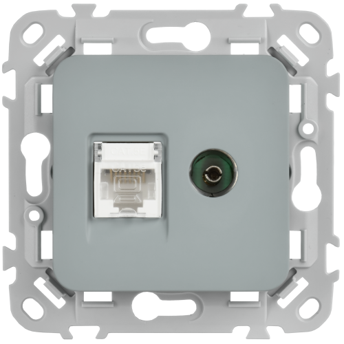 FLITE Розетка 2-местная RJ45/TV категория 5Е UTP РКТВ5е-2-0-ФлС серый IEK FLITE Розетка 2-местная RJ45/TV категория 5Е UTP РКТВ5е-2-0-ФлС серый IEK