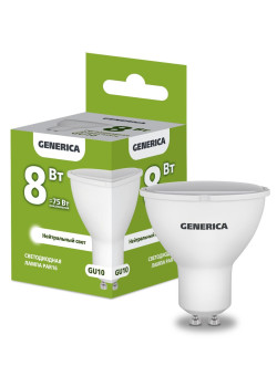 Лампа светодиодная/ Лампа светодиодная PAR16 софит 8Вт 230В 4000К GU10 GENERICA