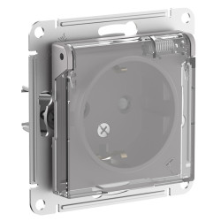 ATLASDESIGN AQUA РОЗЕТКА с заземлением со шторками, с прозрач. крышкой 16А, IP44, механизм, АЛЮМИНИЙ