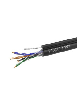 Кабель витая пара U/UTP кат.5E 4х2х24AWG solid CU PE Outdoor Standard трос черн. (м) SUPRLAN 01-0322-1