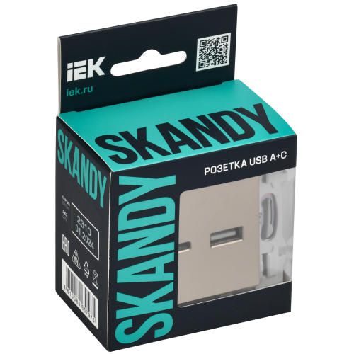 SKANDY Розетка USB A+C 3,1А SK-R14Sa песочный IEK SKANDY Розетка USB A+C 3,1А SK-R14Sa песочный IEK