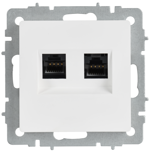 BRITE Розетка компьютерная двойная кат.5E RJ45 РК10-2-БрАБ арктический белый IEK BRITE Розетка компьютерная двойная кат.5E RJ45 РК10-2-БрАБ арктический белый IEK