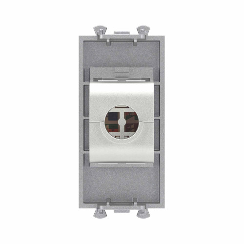Компьютерная розетка RJ-45 без шторки модульная, кат.6 экранированная, Avanti, закаленная сталь, 1 модуль