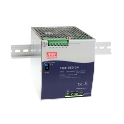 Блок питания AC-DC, 960Вт, ККМ, 3-х фазный, вход 340-550В AC, 47-63,480-780В DC, выход 24В,40A, рег. вых 24-28В, в кожухе на DIN-рейку