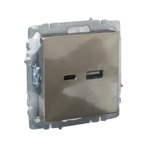BRITE Розетка USB A+C 18Вт РЮ11-1-БрШ шампань IEK BRITE Розетка USB A+C 18Вт РЮ11-1-БрШ шампань IEK