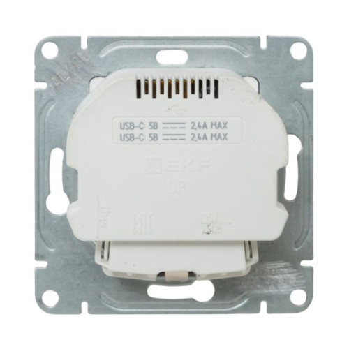 Механизм роз., с USB-C - 2шт, 16А, с.з., с.ш., крем., Эпика EKF Механизм роз., с USB-C - 2шт, 16А, с.з., с.ш., крем., Эпика EKF
