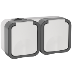 TORS Розетка 2-местная горизонтальная 16А IP55 TS222 серо-белый IEK