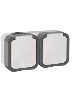 TORS Розетка 2-местная горизонтальная 16А IP55 TS222 серо-белый IEK