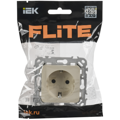 FLITE Розетка с заземлением с защитными шторками безвинтовое крепление 16А РСш11-1-ФлСл сливочный IEK FLITE Розетка с заземлением с защитными шторками безвинтовое крепление 16А РСш11-1-ФлСл сливочный IEK