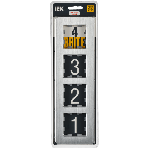 BRITE Рамка 4-местная РУ-4-1-Бр металл алюминий RE AL IEK BRITE Рамка 4-местная РУ-4-1-Бр металл алюминий RE AL IEK