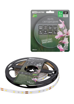 Лента светодиодная SMD2835-60 LED/м-IP20-12 В-4,8 Вт/м-6000 К (5 м) блистер TDM