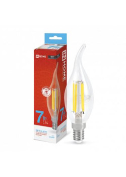 Лампа светодиодная LED-СВЕЧА НА ВЕТРУ-deco 7Вт свеча на ветру прозрачная 6500К холод. бел. E14 810лм 230В IN HOME 4690612034997