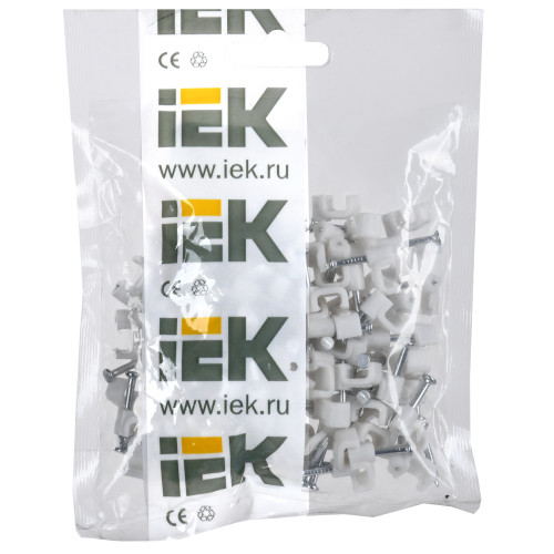 Скоба 6мм плоская пластиковая (100шт) IEK