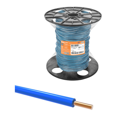 Провод ПуВнг(А)-LS 1х10,0 ГОСТ на катушке (150м), синий TDM
