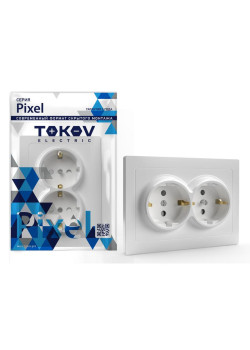 Розетка 2-м СП Pixel 16А IP20 с заземл. защ. шторки в сборе бел. TOKOV ELECTRIC TKE-PX-R2FZSF-C01