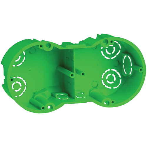 Коробка установочная КМ40023 двухместная для полых стен безгалогенная (HF) 141х70х45мм с саморезами и металлическими лапками IEK