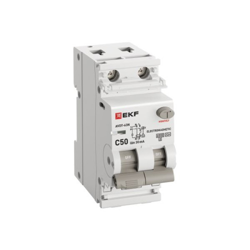 АВДТ АВДТ-63N 1P+N 50А х-ка C 30мА тип A эл-мех. 6кА PROXIMA EKF