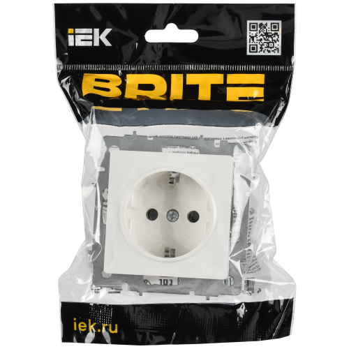 BRITE Розетка 1-местная с заземлением без защитных шторок 16А безвинтовое крепление РС21-1-0-БрБ белый IEK BRITE Розетка 1-местная с заземлением без защитных шторок 16А безвинтовое крепление РС21-1-0-БрБ белый IEK