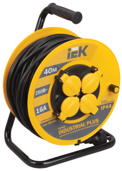 INDUSTRIAL PLUS Катушка УК40 4 места IP44 с заземлением с термозащитой 3х1,5мм2 40м IEK