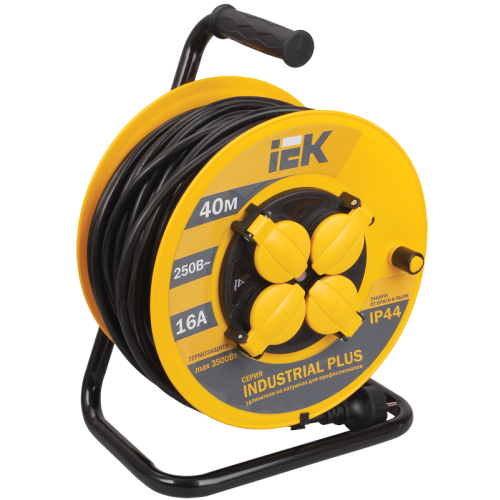 INDUSTRIAL PLUS Катушка УК40 4 места IP44 с заземлением с термозащитой 3х1,5мм2 40м IEK