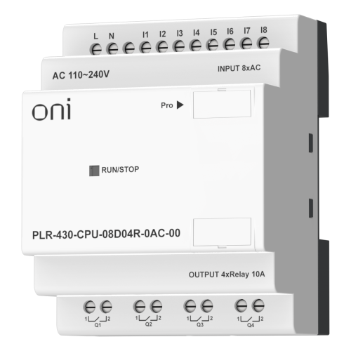 ПЛК 430 Модуль ЦПУ 8 DI 4 RO 220В AC без экрана ONI ПЛК 430 Модуль ЦПУ 8 DI 4 RO 220В AC без экрана ONI
