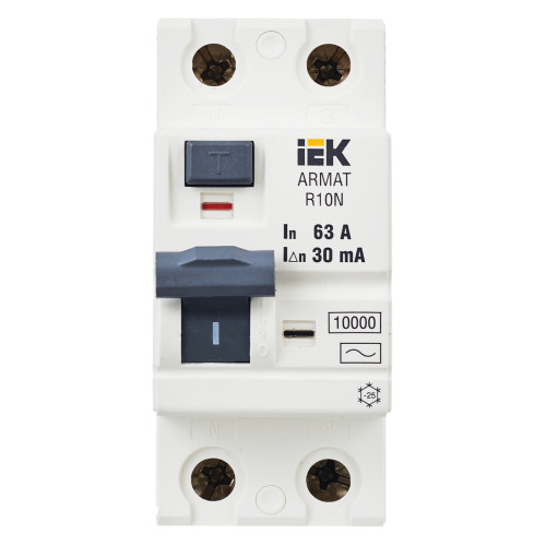 ARMAT Выключатель дифференциального тока R10N 2P 63А 30мА тип AC IEK ARMAT Выключатель дифференциального тока R10N 2P 63А 30мА тип AC IEK