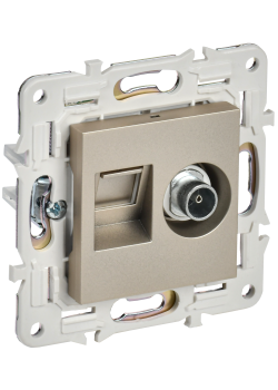 SKANDY Розетка двойная TV+RJ45 кат.6 SK-A15Sh шампань IEK