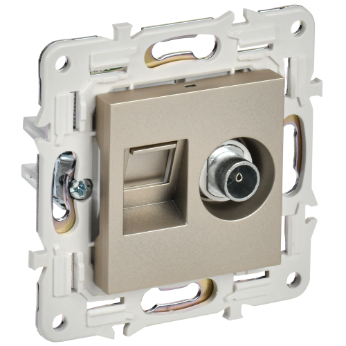SKANDY Розетка двойная TV+RJ45 кат.6 SK-A15Sh шампань IEK