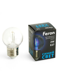 Лампа светодиодная Feron LB-383 Шарик прозрачный E27 2W 230V синий