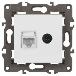 Розетка ЭРА Elegance 14-3110-01М RJ45+TV матов. бел. Эра Б0065767