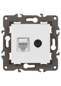 Розетка ЭРА Elegance 14-3110-01М RJ45+TV матов. бел. Эра Б0065767