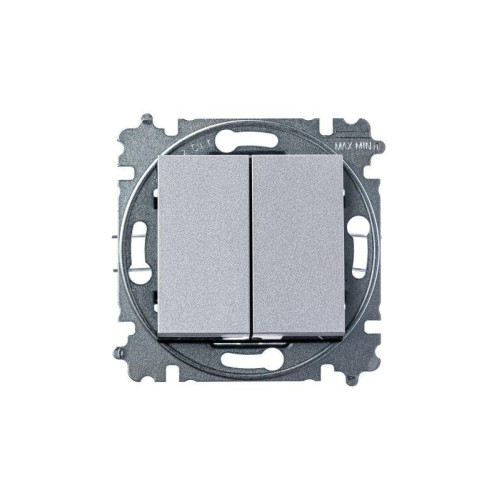 Выключатель 2-кл. СП Levit IP20 серебр./дым. черн. ABB 2CHH590545A6070