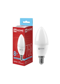 Лампа светодиодная LED-СВЕЧА-VC 8Вт свеча 6500К холод. бел. E14 760лм 230В IN HOME 4690612024806